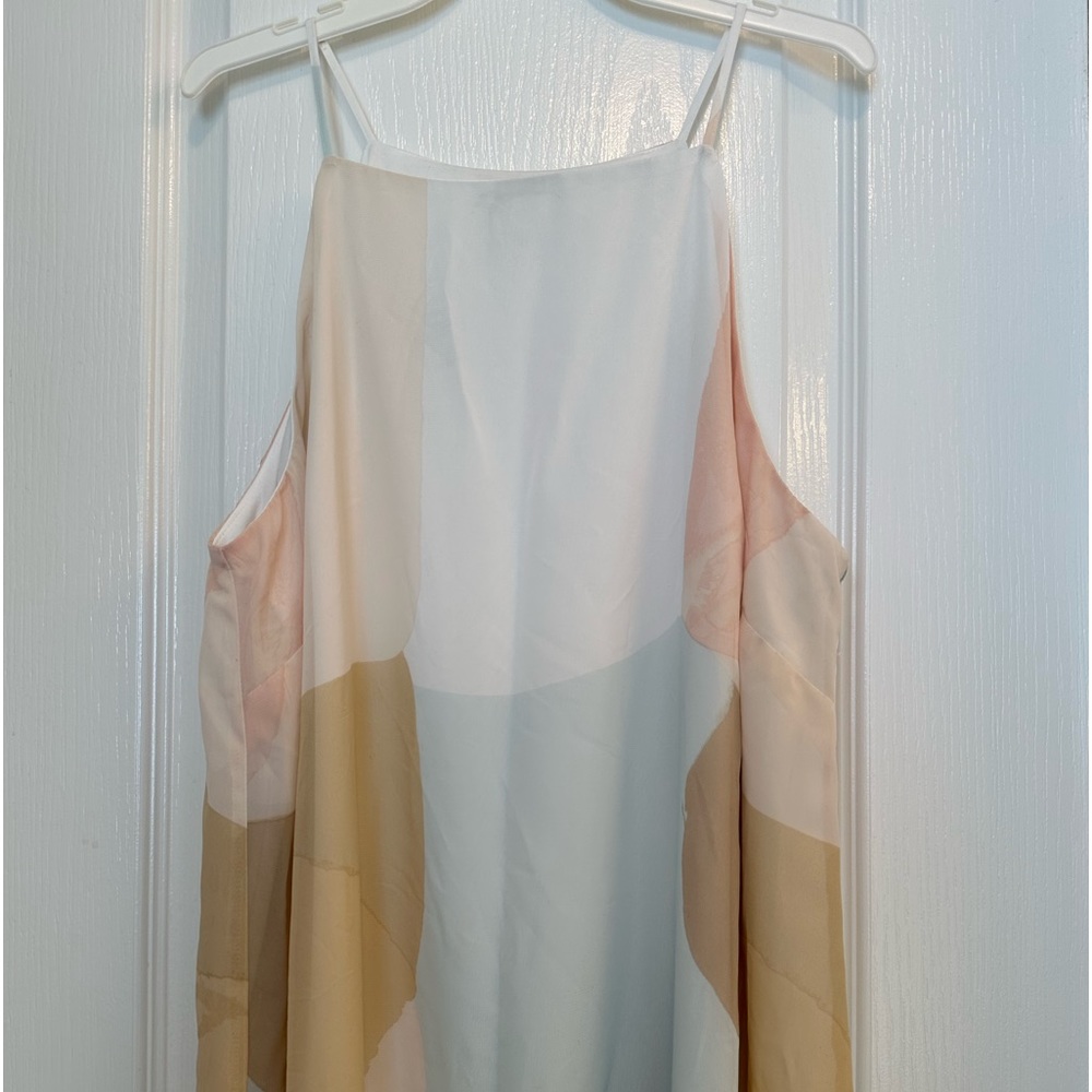 C est 1946 Sheer Lined Pastel Multi Color Long Gown Maxi Dress 55”